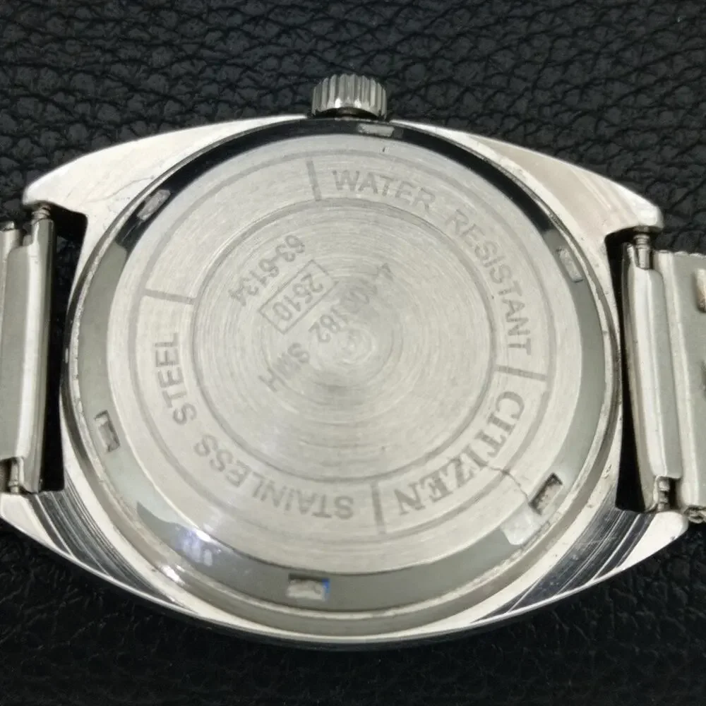 Vintage 1984 Citizen Manual Wound Mens Silver Watch & Silver accents